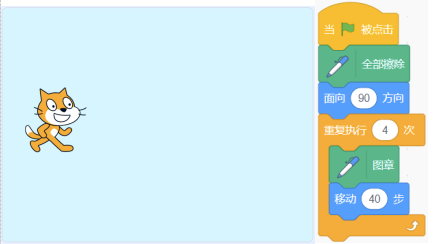 Scratch小猫初始位置及程序代码