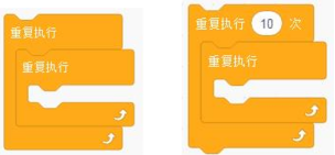 两组循环嵌套积木示意图