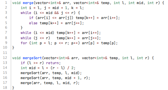 归并排序C++代码