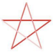 选项B：线条由深变浅的五角星