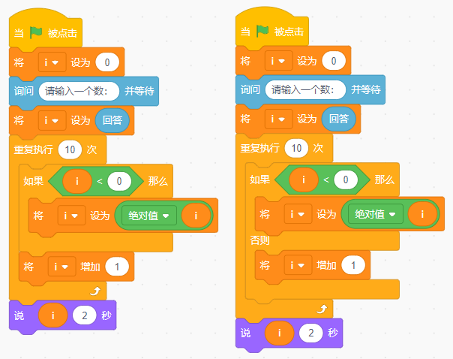 两个Scratch程序对比截图