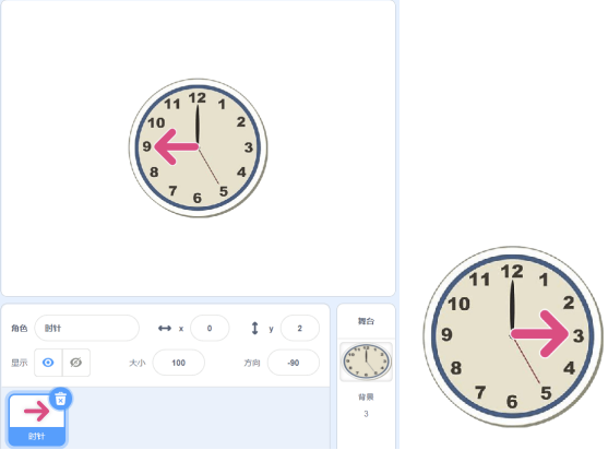 时针初始状态指向9点
