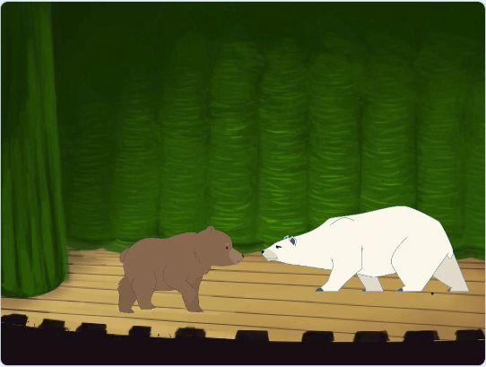 舞台上的棕熊与白熊