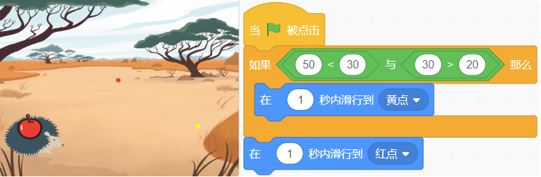 刺猬运行程序场景及代码示意图