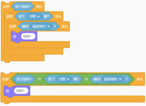 两段Scratch程序对比图