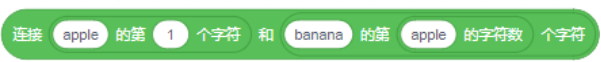 连接 apple 的第 1 个字符 和 banana 的第 apple 的字符数 个字符的积木块