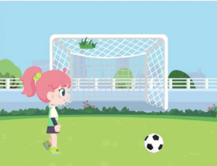 小女孩与足球场景