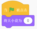 当绿旗被点击，将大小设为0程序块