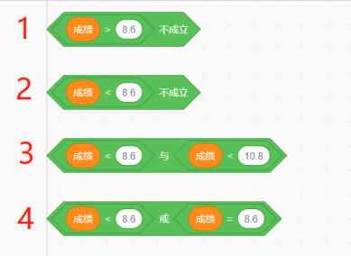 四块Scratch逻辑积木
