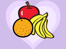 三个水果层叠示意图