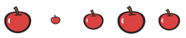 5个横向排列大小不同的苹果效果图