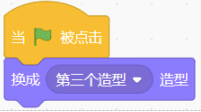 当绿旗被点击，换成第三个造型