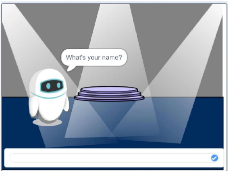 角色显示询问气泡"What's your name?"并提供输入框的效果